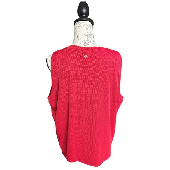 New Calia Carrie Underwood Bubble Mesh High Low Tank Top Autumn Rose Red 2X NWT - Picture 3 of 6